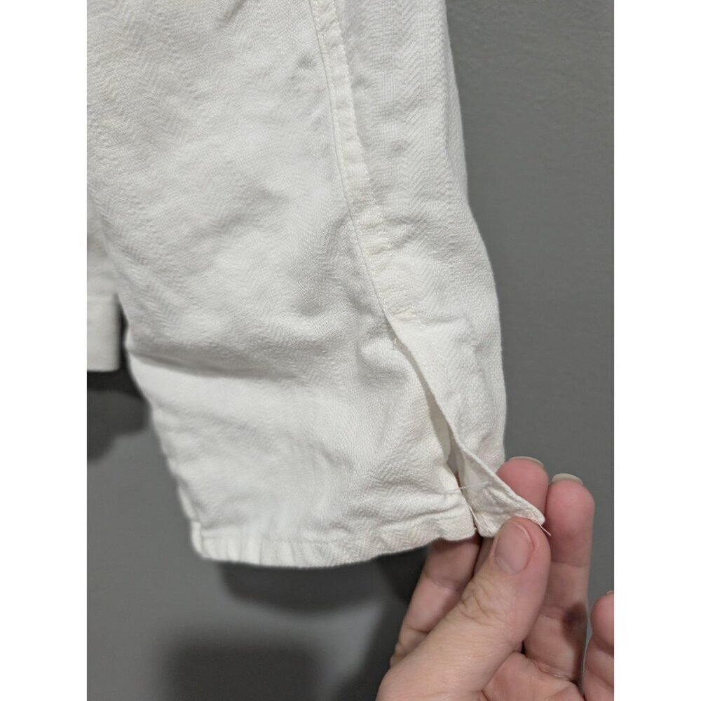 J Jill White Linen Blend Jacket Blazer Casual Lightweight Travel Fringe Sz 10 - Picture 15 of 16